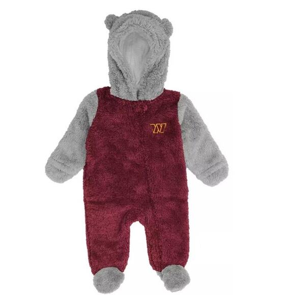 NFL Team Apparel Commanders Burgundy Gray Hooded Fleece Baby Romper 6-9M - Picture 1 of 9